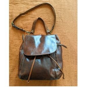 Rachel Roy brown distressed leather backpack